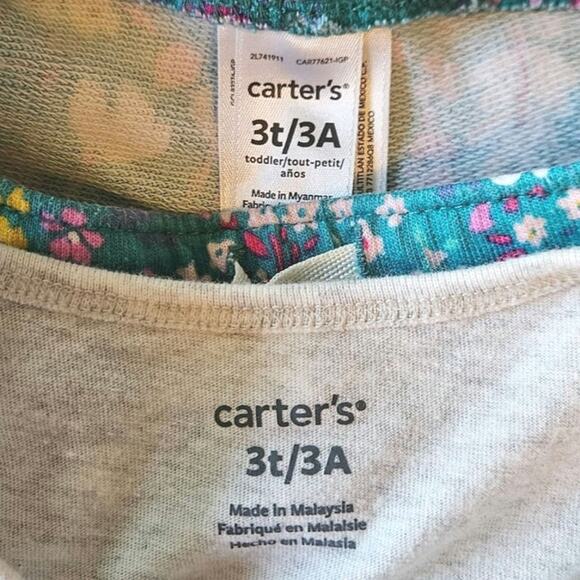 Carter's Matching Outfit Short Sleeves Shorts Ruffle Floral Toddler Girl 3T - Picture 8 of 8